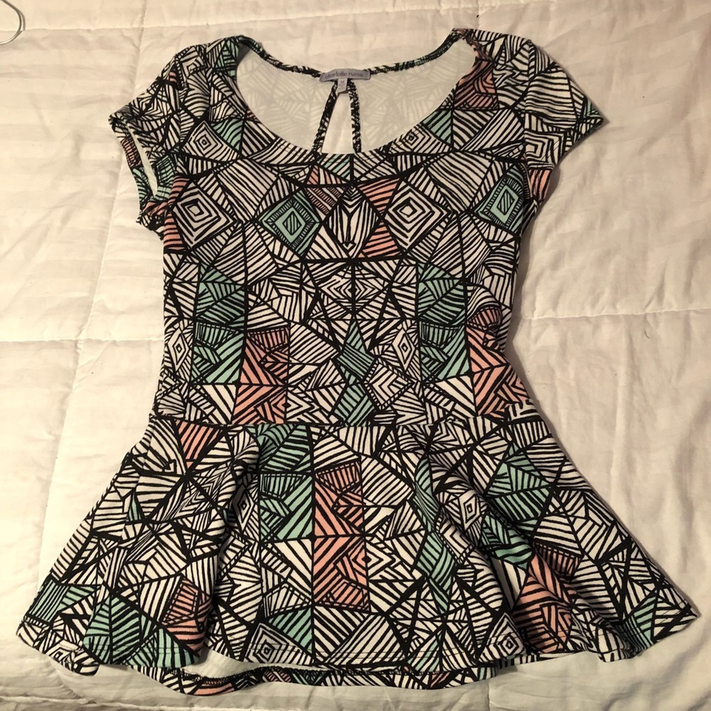Geometric design peplum top